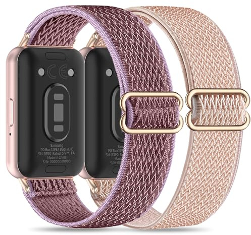 EverAct 2 Pièces bracelets élastiques compatibles avec Samsung Galaxy Fit 3, en tissu nylon, à dégagement rapide, pour Samsung Galaxy Fit 3 SM-R390, homme et femme