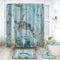 NEWSUYAA 4 Piece Sea Turtle Shower Curtain Bathroom Set, Teal Underwater Seaweed Seashell Shower Curtain with Bath Rugs Toilet Seat Cover, Marine Animals Teal Ocean Shower Curtains with Hooks (N2)