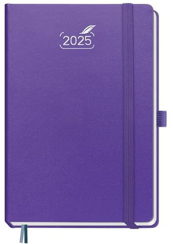 BEZEND Kalender 2025 Buchkalender A5 auf Deutsch. Hardcover Terminplaner & Wochenkalender von Jan - Dez 25, 14,8 x 21,5 cm Planer 2025 Terminkalender mit Platz für Notizen, 120 g/m² Papier, Lila