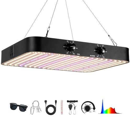 2000W LED Pflanzenlampe, Zweifach Dimmender VEG BLOOM Dual-Modus LED Grow Lampe, Pflanzenlampe Vollspektrum, Mit 1140 Leds, Grow Light für Zimmerpflanzen Zuchtzelt, Hydrokultur(Quantum Edition)
