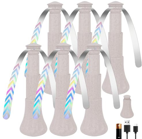 Ventilateur de Table, YWAQMCT Rétractables Ventilateur Anti-Mouches pour Table, avec Lames Holographiques, Idéal pour Repousser Les Mouches à L'intérieur et à L'extérieur (6, Blanc de Paille)