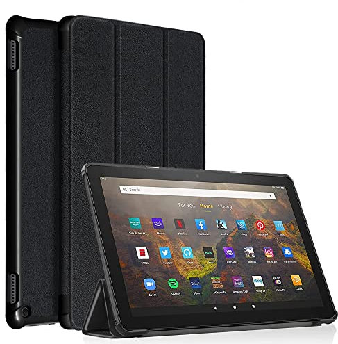 ODQQDO Fire HD 10 Tablet Hülle,Tablet Hülle für Amazon Kindle Fire HD 10(Nur kompatibel 11 Generation, 2021),mit automatischer Weck/Schlaffunktion,Nicht kompatibel mit Huawei,Samsung,Black