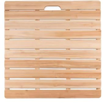 Duschwasserdichte Badezimmermatte Aus Holz Mit Rutschfesten Füßen,Berühren Sie Bequeme Rutschfeste Badezimmer-Badematte,Universelle Rutschfeste Trittflächen For Den Innen- Und Außenbereich(80*80cm(31.