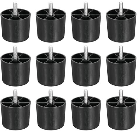 sourcing map Lot de 12 pieds de meubles coniques en plastique pour chaise, canapé, commode, armoire, lit, 5,1 x 6,9 cm, noir