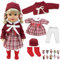 Kleidung Bekleidung Outfits für 14–17 Zoll Baby Puppen Puppenkleidung 36 - 43 cm Campus Gingham-Kleid Jacke Hut Hose Socken 10 Haarspangen Geschenk für Kinder Mädchen Junge
