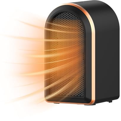 Gobesty Electric Heater, 1200w Energy Silent Room Heater, Portable PTC Ceramic Heater with 2 Heat Modes, Tip-Over Protection, Anti-Dumping, Anti-Overheating Fan Heaters for Home Low Energy(Black)