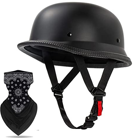 Labzaa Halb offener Motorradhelm Halbschalenhelm mit ECE, Vintage Open Face Helm Retro Motorrad Half Shell Helm Bike Cruiser Chopper Moped Scooter ATV Helme, Männer und Frauen Matte Black M
