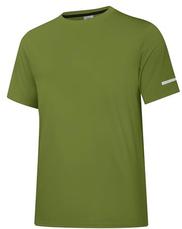 Men's Rash Guard UPF 50+ Sun Protection Clothing Short Sleeve T-Shirts for Men Lightweight Quick Dry SPF UV Swim Tees Army Green 11-S