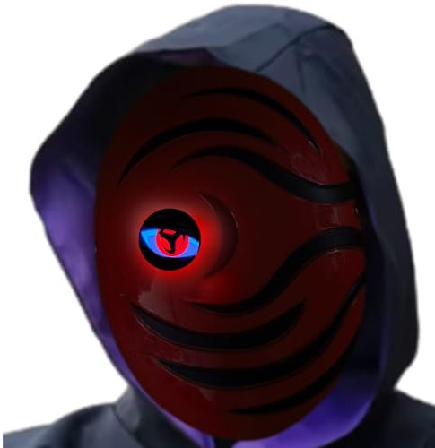 Funjoyz Halloween Obitoos Maske,LED Tobiis Uchihaas Akatsukiis Generische kostüm Maske FüR Damen Herren Halloween Karneval Fasching Weihnachten Neujahr Fasching