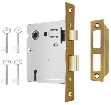 Toptotoo Juego de cerradura de mortaja para puerta interior, piezas de repuesto de cerradura de puerta antigua, herrajes de cerradura de puerta vintage antiguos, llaves de esqueleto y pestillo