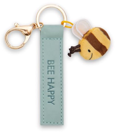 NICI Schlüsselanhänger Bee happy Kunstlederband türkis 10cm mit Biene