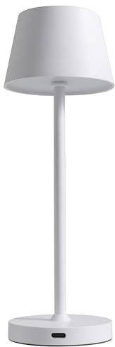 ROLF KERN LED-Tischleuchte Club Nano | 21 cm | Akku-Tischlampe dimmbar, Touch-Dimmer, warmweiß 2700K, IP54, 100lm, 1,2W, kabellose Tischlampe modern, außen, innen Weiß