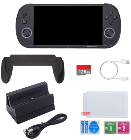 ExploTex Tri Smart Pro Handheld Retro Game Console, 4.96 Inch IPS Screen, Portable Console without Games, 128G