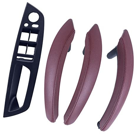 SIKUAI de la cubierta del apoyabrazos de la puerta del lado del conductor interior de cuero automotriz para X5 E70 2007-2013, X6 E71 E72 2008-2014, vino tinto, modelos con volante a la izquierd