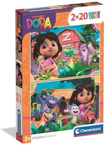 Clementoni 24827 Dora the Explorer – Puzzle 2x20 Teile, kindgerechtes Abenteuerset ab 4 Jahren