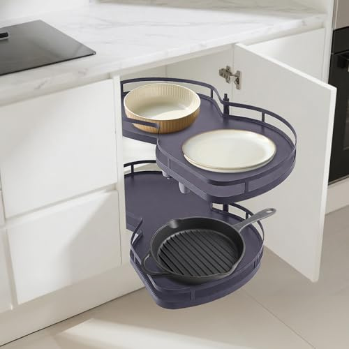 Worshow Corner Cupboard Pull Out Storage, Swing Right Blind Corner Cabinet, Pull Out Organizer for 36 inch Width Blind Cabinet, 2 Tier Height Adjustable Swing Tray, Soft Close Kitchen Blind Organizer