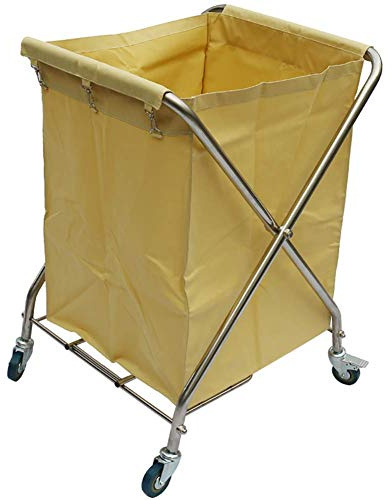 GSACLKES Warenkorb, Klappbarer Wäschewagen Mit Bremse Rolliutility Cart Küchenwagen Für Hotels Klappbarer Wäschesorter Heavyduty Sack Truck Raumsparend/Gelb/65 * 55 * 90 cm