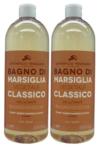 2x Bagno Doccia Bagno Di Marsiglia Vegetale, Ideale Per Un Uso Frequente e Per Tutta La Famiglia 1000ml (CLASSICO)