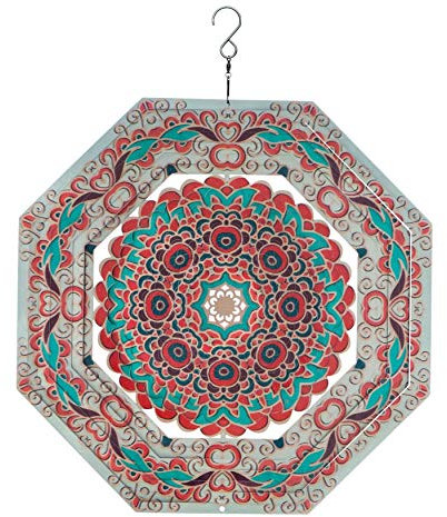 Spin Art Premium Mandala Octagon Windspiel, mehrfarbig, 30,5 cm