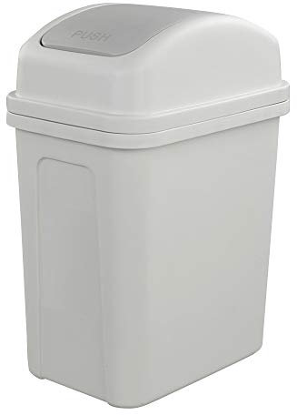 Hokky Bedroom Small Trash Bin with Swing Lid, 7 Liter (Grey)