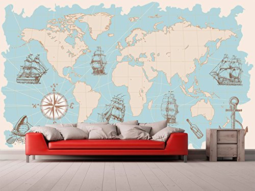 Fotomural Vinilo Pared Mapa Mundi | Fotomural para Paredes | Mural | Vinilo Decorativo | Varias Medidas 150 x 100 cm | Decoración comedores, Salones, Habitaciones...