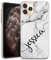 TULLUN Personalised Phone Case for iPhone 6 plus / 6s plus - Clear Hard Plastic Custom Cover Grey Black Marble Individual Style Initials Name Text - Diagonal Name