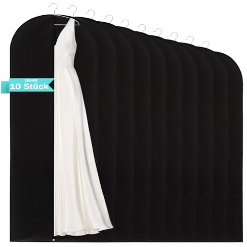 Thometzki Reise Kleidersack Kleiderschutzhülle Kleiderhülle Brautkleidhülle Vlies Atmugsaktiv ca 160 x 60 cm (5 Stck)