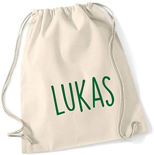 minimutz Personalisierter Turnbeutel mit Namensdruck zum Zuziehen | bedruckt mit Namen für Jungen & Mädchen | Zuziehbeutel Stoffbeutel in vielen Farben (natur)