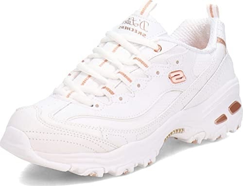 Skechers D'Lites - Fresh Start, Scarpe Donna, White Rose Gold, 40 EU