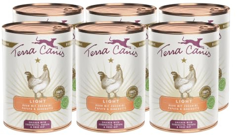 Terra Canis Huhn mit Zucchini & Papaya, Light Nassfutter für Hunde, 6x400g | 100% Lebensmittelqualität aller Rohstoffe, mit frischem Fleisch, kalorien- und fettreduziert, getreide- und glutenfrei