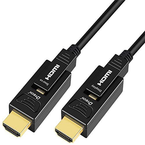 DTech Câble HDMI à fibre optique 46 m 4K 60 Hz 444 422 420 Chroma Subsampling 18 Gbit/s haute vitesse avec double micro HDMI et port HDMI standard (noir, 150 pieds)