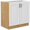 Spülenschrank 80 cm Stilo Weiss + Eiche Artisan Küchenzeile Küchenblock Küche