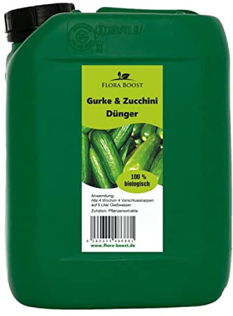 Flora Boost Gurken Zucchini Dünger Flora Boost 5000ml I Für bis zu 1000L Gießwasser I Gemüsedünger für Gurken & Zucchini I Flüssiger Blatt- & Wurzeldünger I 100% natürlicher Pflanzendünger