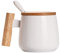 MonLiya Ceramic Coffee Mug Coffee Tea Cup Milk Cup with Lid and Spoon, Drinking Cups for Men, Women, Thanksgiving, Christmas, Birthday (White)