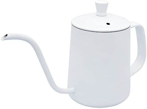Dianoo Pour Over Kaffeekanne, 350 ml, exquisiter Edelstahlkessel zum Übertropfen mit langem schmalem Ausguss, Schwanenhals, Kaffeekanne für Zuhause und Büro – Weiß
