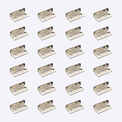 24Pcs Angled Drawer Lock Strike Plate ，Cabinet Cupboard Drawer L Shaped Lock Strike Plate for Home and Office (Silver)
