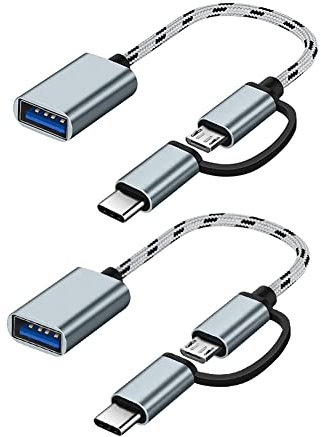 SELIACR Adattatore USB C/Micro a USB 3.0, Convertitore da USB C a USB, Micro a USB Cavo Adattatore OTG Compatibile con Samsung Galaxy Android Huawei PC iMac(Grigio)