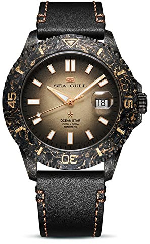 2022 Neue Seagull Taucheruhr Kohlefasergehäuse Ocean Serie Automatikuhr Saphirglas 300 m Taucher 1209, Armband