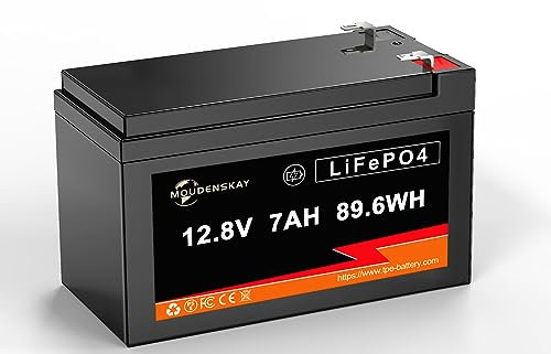 MOUDENSKAY Batteria Al Litio Ricaricabile 12v 7ah Lifepo4 Batteria Al Litio Da 12V,Batteria Al Litio Ferro Fosfato,Con Oltre 2500 Cicli Profondi E Protezione Bms Per Camper,Sistema Solare,Marina