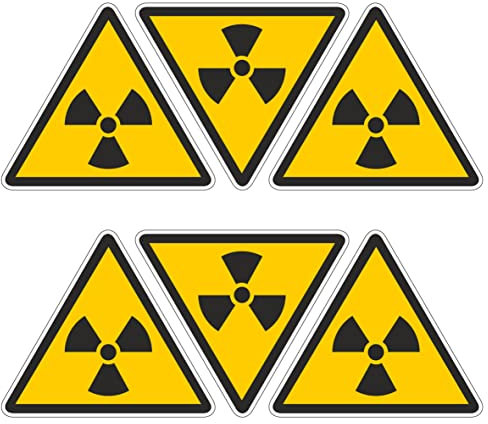 Pubblimania RISIKO Radioaktive Stoffe - 6 Gefahrenaufkleber 10 x 11,7 cm (6 radioaktive Substanzen)