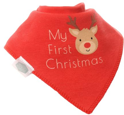 Ziggle Baby - Bandana Dribble Bibs - Cotton Front Baby Bibs - My First Christmas - Newborn Gifts -Reindeer