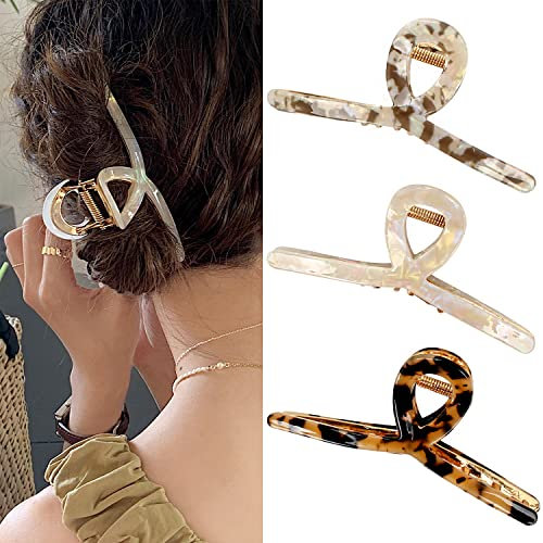 Große Haarklemmen Schmetterling Haarclips für Frauen 4,5 Acetatklemmen große Metallhaarklammer für Mädchen starker Halt Haarzubehör für lange Dicke Haare