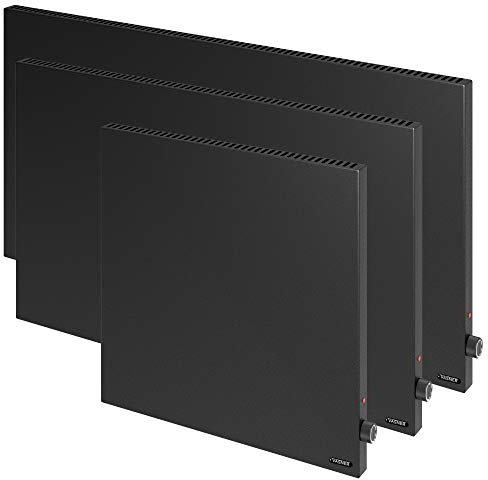 VASNER Konvi Schwarz Hybrid Infrarotheizung – Hybridheizung mit Thermostat, 600-1200 Watt, Heizung elektrisch Infrarot + Konvektion, energiesparend, Wandmontage, 3 J. Garantie (900 Watt)