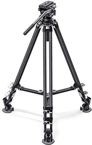 Leofoto - Video tripod - Carbon Tripod For Cameras - Load capacity of 20kg - Extendable Feet - Min. Height of 32,5 cm to a Max. Height of 160 cm - LVC-193C+BV-10