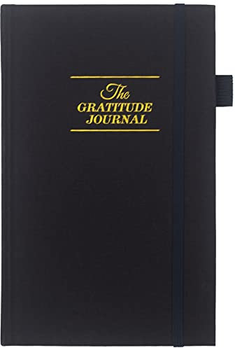 The Gratitude Journal: 5-Minuten-Tagebuch – nur fünf Minuten pro Tag, um Dankbarkeit, Achtsamkeit, Positivität, Glück,Upgraded mit Stifthalter, Innentasche und elastischem Verschlussband (schwarz)