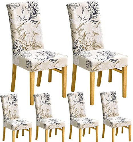 TEERFU Spandex Dining Chair Covers,6 Pack Removable Washable Stretch Chair Protector Slipcovers, Chair Protective Cover for Banquet Hotel and Wedding Ceremony