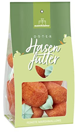 Yummy Hasenfutter Marshmallow Tüte | Ostergeschenk für Kinder und Erwachsene | Süßigkeiten in Karotten-Form für das Osternest Geschenk Ostern | Perfekt für die Ostersuche