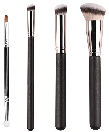 BAISDY 4 Pièces Foundation Brush Pinceau de Maquillage, Pinceau Anti Cerne Pinceaux Maquillages Fond de Teint Pinceau Anti Cernes Yeux