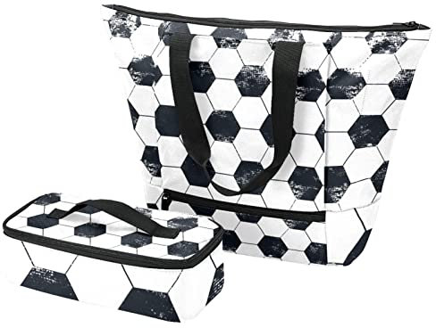 Bolsa grande y lonchera de fútbol + bolsas aislantes para viajes, trabajo, escuela, picnic, multicolor, Talla Unica