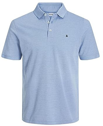 JACK & JONES Polo Slim fit Homme JJEPAULOS uni Chemise été col Polo Manche Courte Coton piqué Basique, Couleurs:cleu-Ciel, Size:L